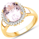 4.81 Carat Genuine Kunzite and White Zircon .925 Sterling Silver Ring-2