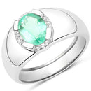 1.10 Carat Genuine Emerald and White Topaz .925 Sterling Silver Ring-2