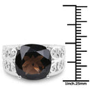 7.09 Carat Genuine Smoky Quartz .925 Sterling Silver Ring-6