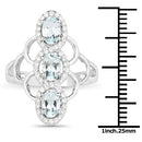 1.54 Carat Genuine Aquamarine and White Zircon .925 Sterling Silver Ring-7