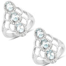 1.54 Carat Genuine Aquamarine and White Zircon .925 Sterling Silver Ring-8