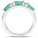 1.38 Carat Genuine Emerald and White Topaz .925 Sterling Silver Ring-6