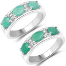 1.38 Carat Genuine Emerald and White Topaz .925 Sterling Silver Ring-8