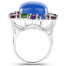 26.67 Carat Genuine Multi Stones .925 Sterling Silver Ring-5
