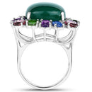 26.67 Carat Genuine Multi Stones .925 Sterling Silver Ring-5
