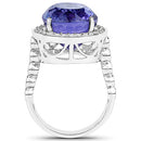 18.50 Carat Genuine Tanzanite and White Diamond 18K White Gold Ring-6