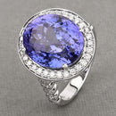 18.50 Carat Genuine Tanzanite and White Diamond 18K White Gold Ring-8