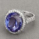 18.50 Carat Genuine Tanzanite and White Diamond 18K White Gold Ring-9