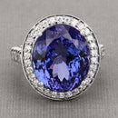 18.50 Carat Genuine Tanzanite and White Diamond 18K White Gold Ring-10