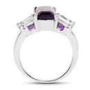 4.20 Carat Genuine Amethyst and White Topaz .925 Sterling Silver Ring-5