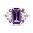 4.20 Carat Genuine Amethyst and White Topaz .925 Sterling Silver Ring-6