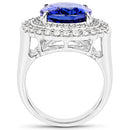10.79 Carat Genuine Tanzanite and White Diamond 18K White Gold Ring-6