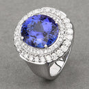 10.79 Carat Genuine Tanzanite and White Diamond 18K White Gold Ring-8