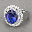 10.79 Carat Genuine Tanzanite and White Diamond 18K White Gold Ring-9