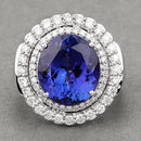 10.79 Carat Genuine Tanzanite and White Diamond 18K White Gold Ring-10
