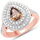 1.64 Carat Genuine Chocolate Brown Diamond and White Diamond 18K Rose Gold Ring-4