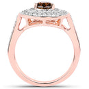 1.64 Carat Genuine Chocolate Brown Diamond and White Diamond 18K Rose Gold Ring-5