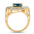14K Yellow Gold Plated 5.13 Carat Genuine London Blue Topaz & White Topaz .925 Sterling Silver Ring-5
