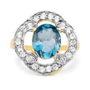 14K Yellow Gold Plated 5.13 Carat Genuine London Blue Topaz & White Topaz .925 Sterling Silver Ring-6
