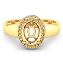 0.22 Carat Genuine White Diamond 14K Yellow Gold Semi Mount Ring - holds 9x7mm Oval Gemstone-7