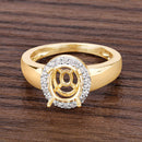 0.22 Carat Genuine White Diamond 14K Yellow Gold Semi Mount Ring - holds 9x7mm Oval Gemstone-9