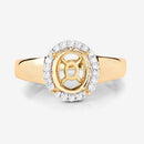 0.22 Carat Genuine White Diamond 14K Yellow Gold Semi Mount Ring - holds 9x7mm Oval Gemstone-11