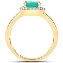 1.87 Carat Genuine Zambian Emerald and White Diamond 14K Yellow Gold Ring-5
