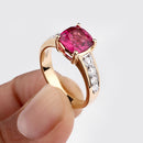 2.70 Carat Genuine Rubellite and White Diamond 14K Yellow Gold Ring-9