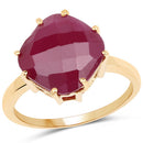 14K Yellow Gold Plated 8.95 Carat Glass Filled Ruby .925 Sterling Silver Ring-4