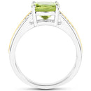 2.20 Carat Genuine Peridot and White Diamond 14K Yellow Gold with .925 Sterling Silver Ring-2