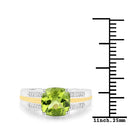 2.20 Carat Genuine Peridot and White Diamond 14K Yellow Gold with .925 Sterling Silver Ring-3