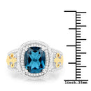 3.59 Carat Genuine London Blue Topaz and White Diamond 14K Yellow Gold with .925 Sterling Silver Ring-6