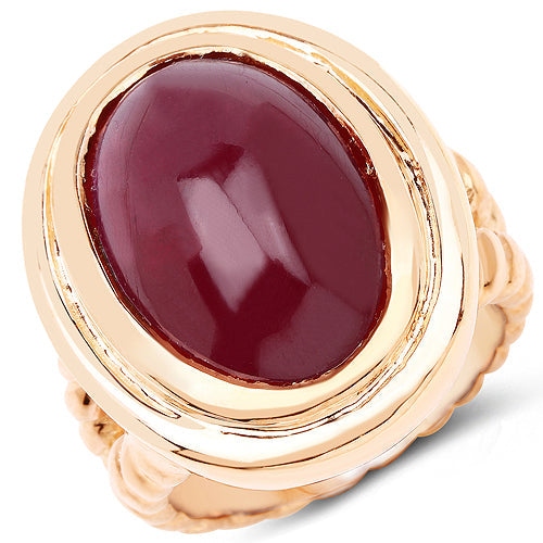 14K Rose Gold Plated 17.60 Carat Genuine Glass Filled Ruby .925 Sterling Silver Ring