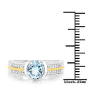 1.37 Carat Genuine Aquamarine and White Diamond 14K Yellow Gold with .925 Sterling Silver Ring-3