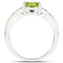 1.64 Carat Genuine Peridot and White Diamond 14K Yellow Gold with .925 Sterling Silver Ring-2