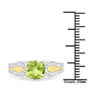 1.64 Carat Genuine Peridot and White Diamond 14K Yellow Gold with .925 Sterling Silver Ring-3