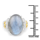 10.56 Carat Genuine Labradorite and White Diamond 14K Yellow Gold with .925 Sterling Silver Ring-3