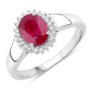 1.55 Carat Genuine Ruby and White Diamond 14K White Gold Ring-2