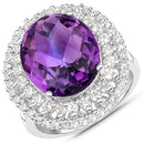 8.41 Carat Genuine Amethyst and White Topaz .925 Sterling Silver Ring-2