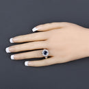 1.71 Carat Genuine Blue Sapphire and White Diamond 10K White Gold Ring-5
