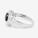 1.71 Carat Genuine Blue Sapphire and White Diamond 10K White Gold Ring-6