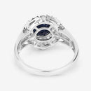 1.71 Carat Genuine Blue Sapphire and White Diamond 10K White Gold Ring-7
