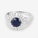 1.71 Carat Genuine Blue Sapphire and White Diamond 10K White Gold Ring-9
