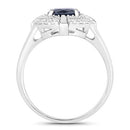 1.71 Carat Genuine Blue Sapphire and White Diamond 10K White Gold Ring-2