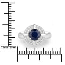 1.71 Carat Genuine Blue Sapphire and White Diamond 10K White Gold Ring-3