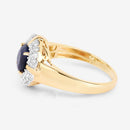 1.71 Carat Genuine Blue Sapphire and White Diamond 10K Yellow Gold Ring-6