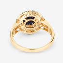 1.71 Carat Genuine Blue Sapphire and White Diamond 10K Yellow Gold Ring-7