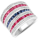 3.36 Carat Genuine Multi Stones .925 Sterling Silver Ring-4