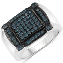 0.81 Carat Genuine Blue Diamond .925 Sterling Silver Ring-4