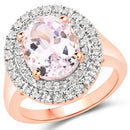 5.48 Carat Genuine Kunzite and White Topaz .925 Sterling Silver Ring-4